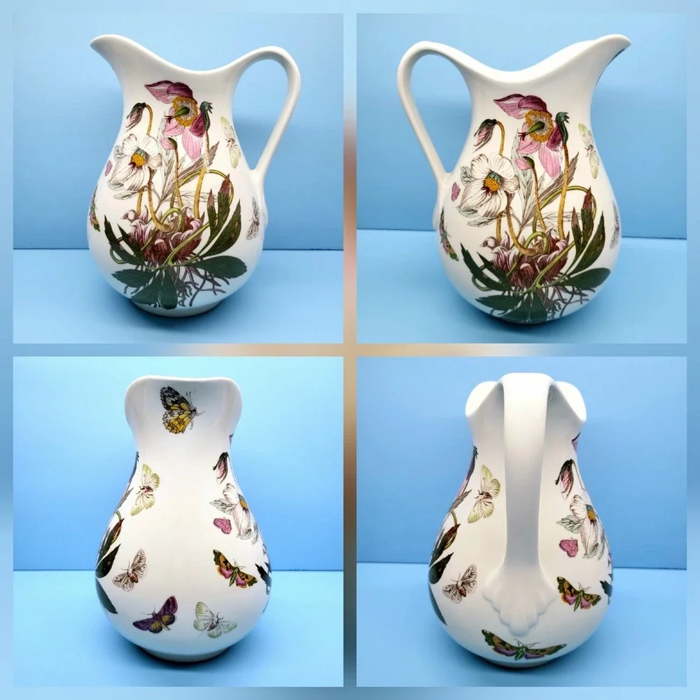 Portmeirion Botanic Christmas Rose Pitcher Vase Vintage Cottagecore Floral